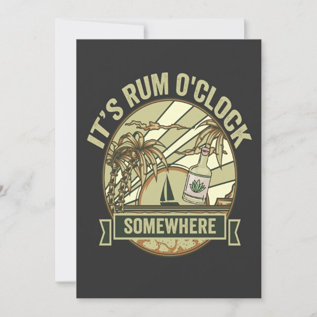 It's Rum O'clock Somewhere Funny Vintage Vacation Invitation (Front)