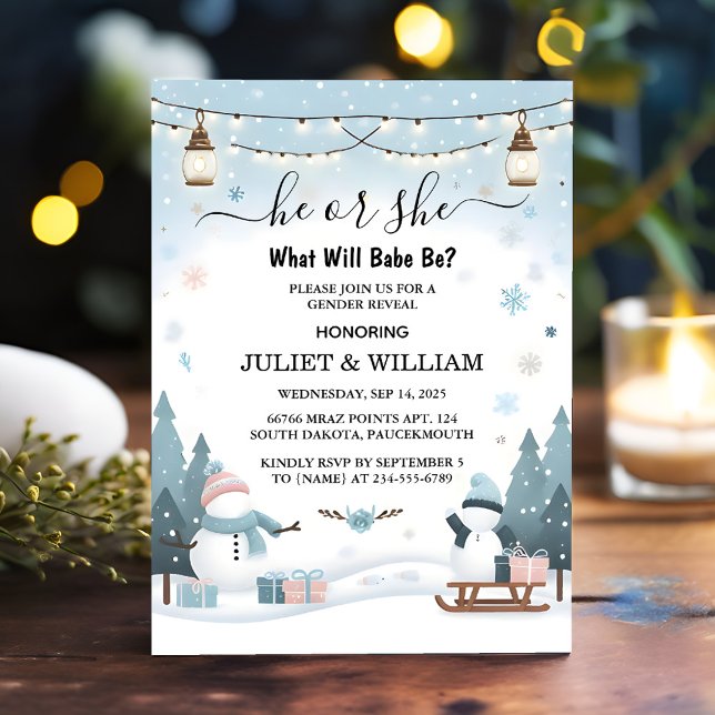 Its Rustic Snow Cold Ice Cosy Winter Gender Reveal Invitation (Creator Uploaded)