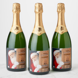 Its Santa Merry Christmas Name Sparkling Wine Label