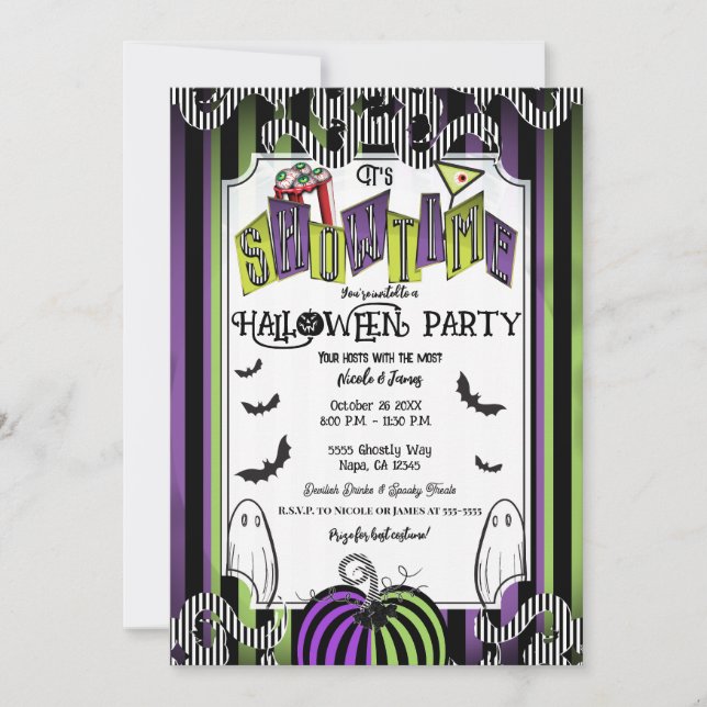 It's Showtime Halloween Movie Costume Party  Invitation (Front)
