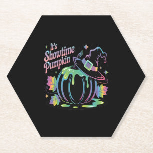 It's Showtime Pumpkin Hat Pumpkin Paper Coaster