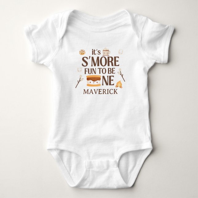It's S'more Fun to Be One First Birthday  Baby Bodysuit (Front)