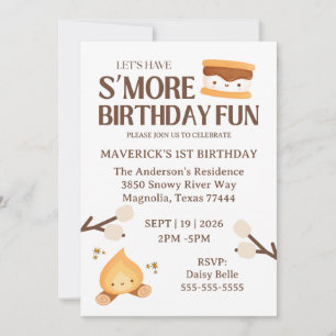 It's S'more Fun to Be One First Birthday Invitation