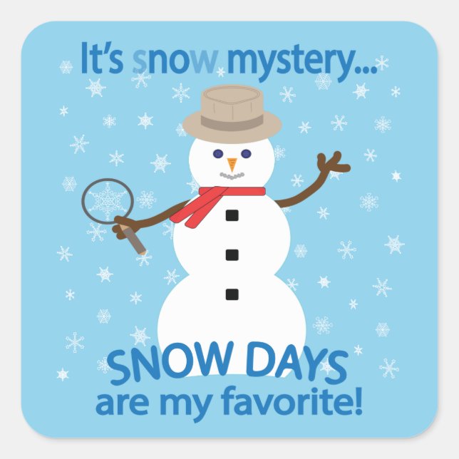 It's sNOw Mystery Detective Snowman Blue Square Sticker (Front)