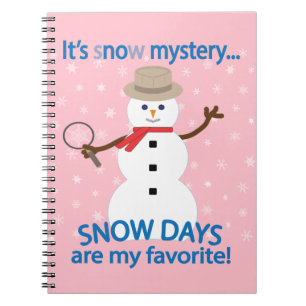 It's sNOw Mystery Detective Snowman Pink Notebook
