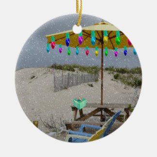 It's snowing on my beach chair ornament