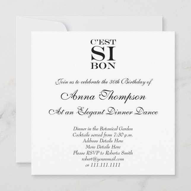 It's So Good - C'est Si Bon French Invitation (Back)