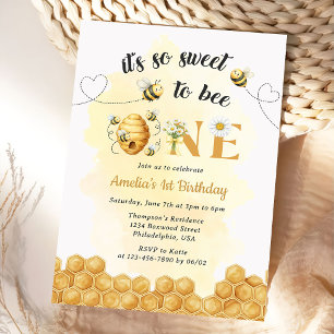It's So Sweet To Bee 1st Birthday Invitation