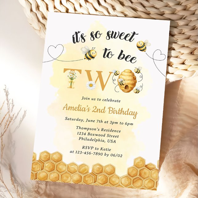 It's So Sweet To Bee 2nd Birthday Invitation (Creator Uploaded)