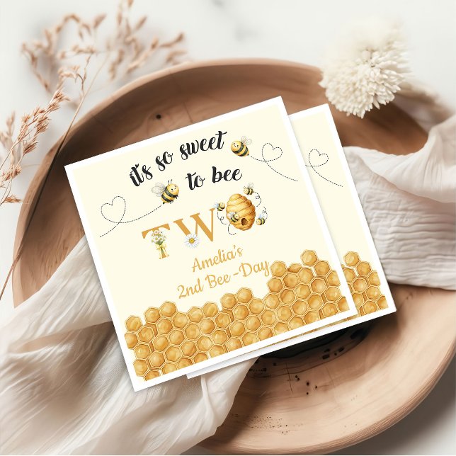It's So Sweet To Bee 2nd Birthday Napkin (Creator Uploaded)