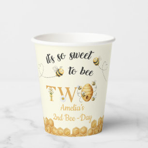 It's So Sweet To Bee 2nd Birthday Paper Cups