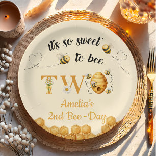 It's So Sweet To Bee 2nd Birthday Paper Plate