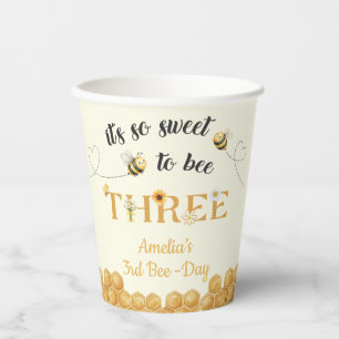It's So Sweet To Bee 3rd Birthday Paper Cups
