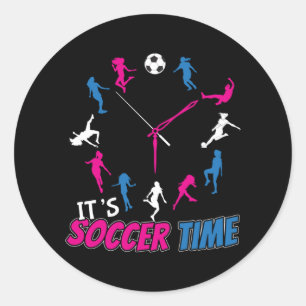 It's Soccer Time Girls Soccer Quote Classic Round Sticker