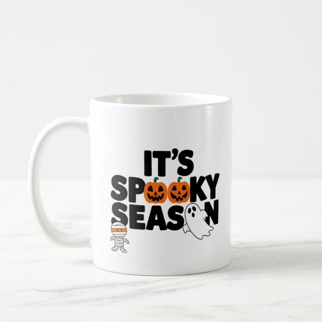 It's spooky season cute design coffee mug (Left)