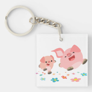 It's Spring!!-2 Cute Cartoon Pigs Acrylic Keychain
