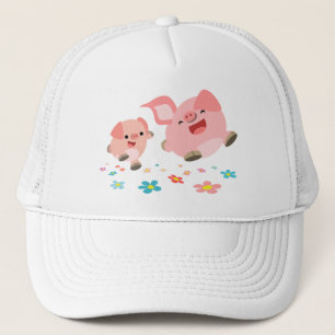 It's Spring!!-Two Cute Cartoon Pigs Hat