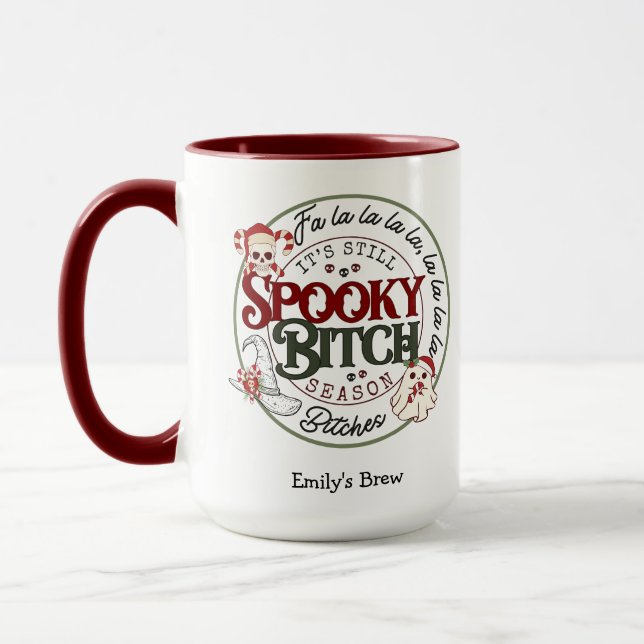 It's Still Spooky "B" Season Christmas Mug (Left)