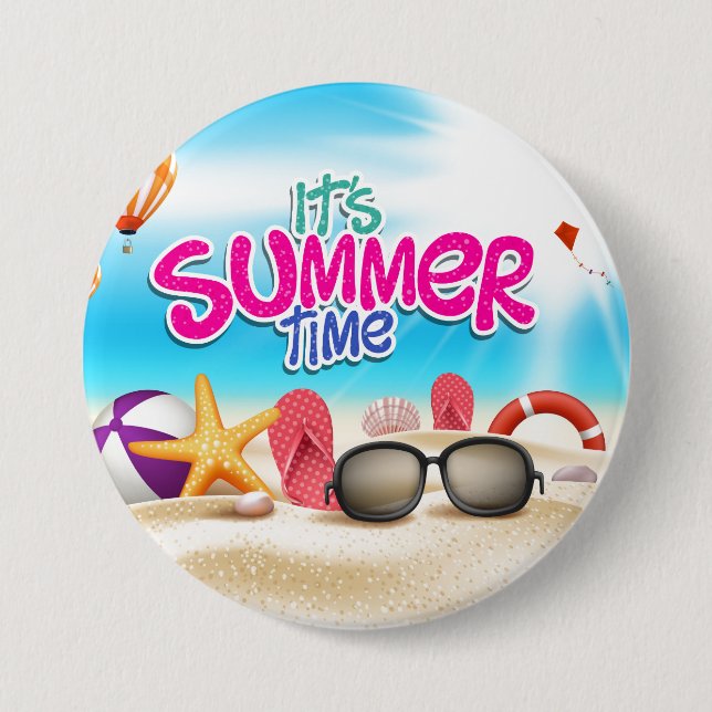It's Summer Time 7.5 Cm Round Badge (Front)