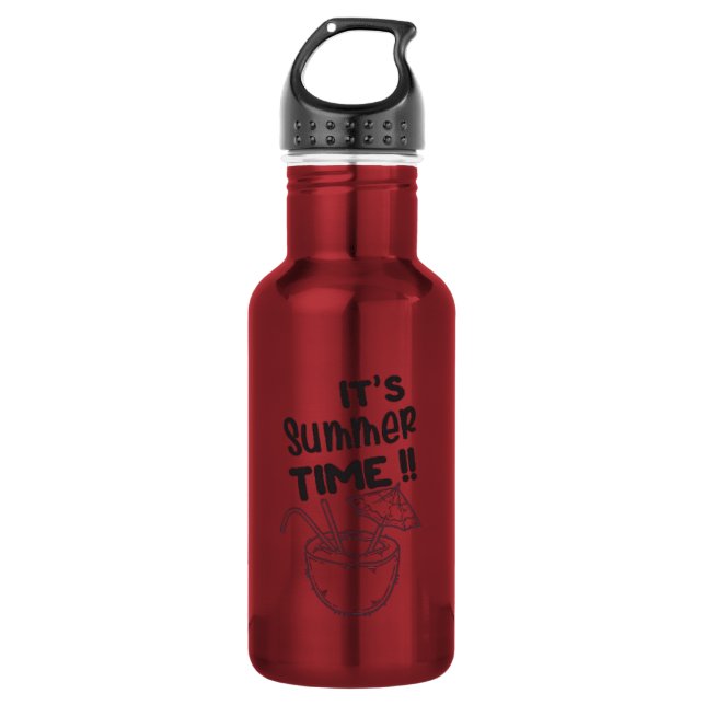 It's Summer Time Coconut Beach Vacation Funny 532 Ml Water Bottle (Front)