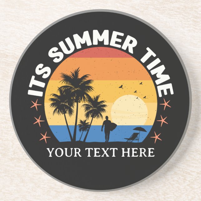 It's Summer Time Tropical Sunset Design Coaster (Front)