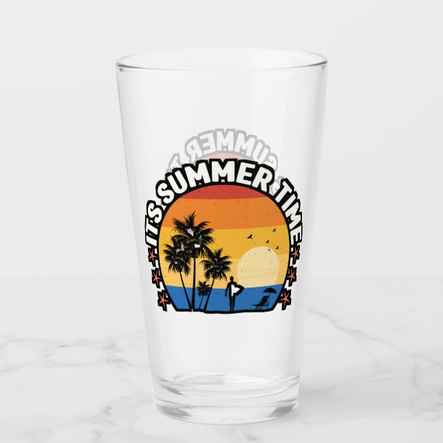 It's Summer Time Tropical Sunset Design Glass (Front)