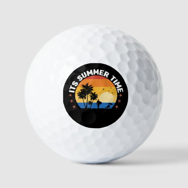 It's Summer Time Tropical Sunset Design Golf Balls (Front)
