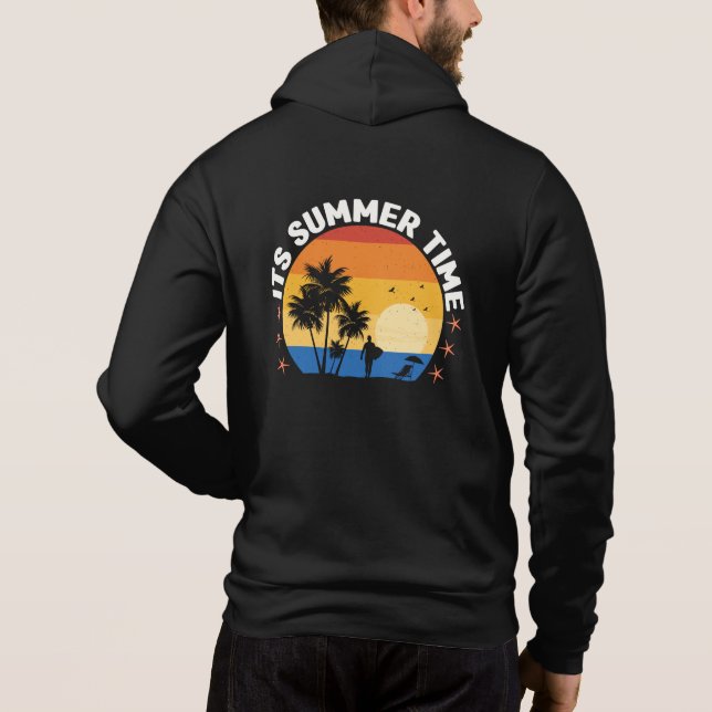 It's Summer Time Tropical Sunset Design Hoodie (Back)
