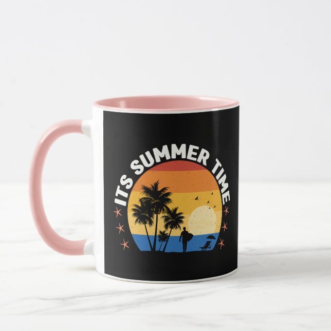 It's Summer Time Tropical Sunset Design Mug (Left)