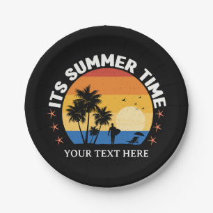 It's Summer Time Tropical Sunset Design Paper Plate