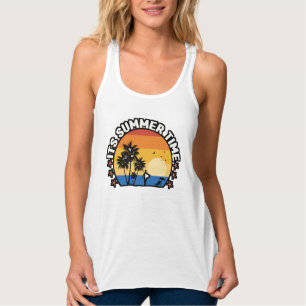 It's Summer Time Tropical Sunset Design Singlet