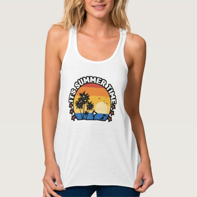 It's Summer Time Tropical Sunset Design Singlet (Front)