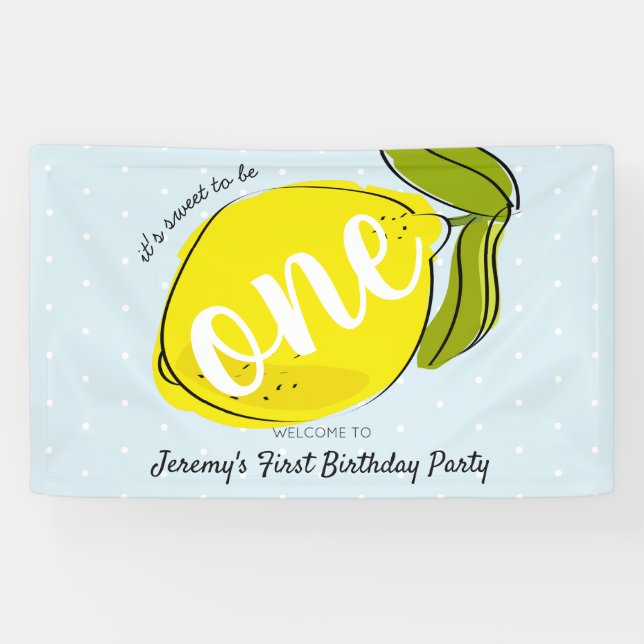 It's sweet to be One Lemon Blue 1st Birthday Banner (Horizontal)