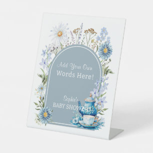 It's Tea Time Dusty Blue Garden Customisable Pedestal Sign