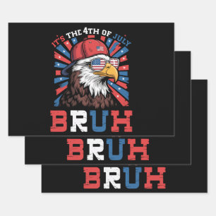 Its The 4th Of July Bruh Bald Eagle Patriotic Wrapping Paper Sheet