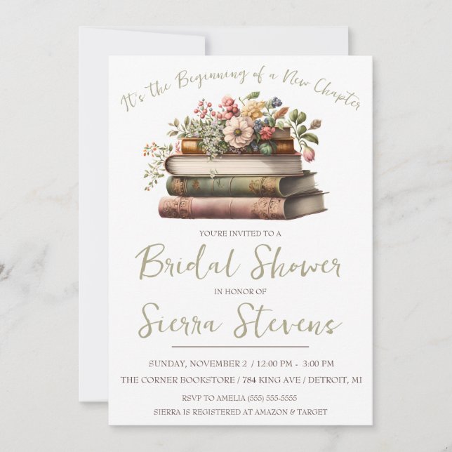 It's the Beginning of a New Chapter Bridal Shower Invitation (Front)