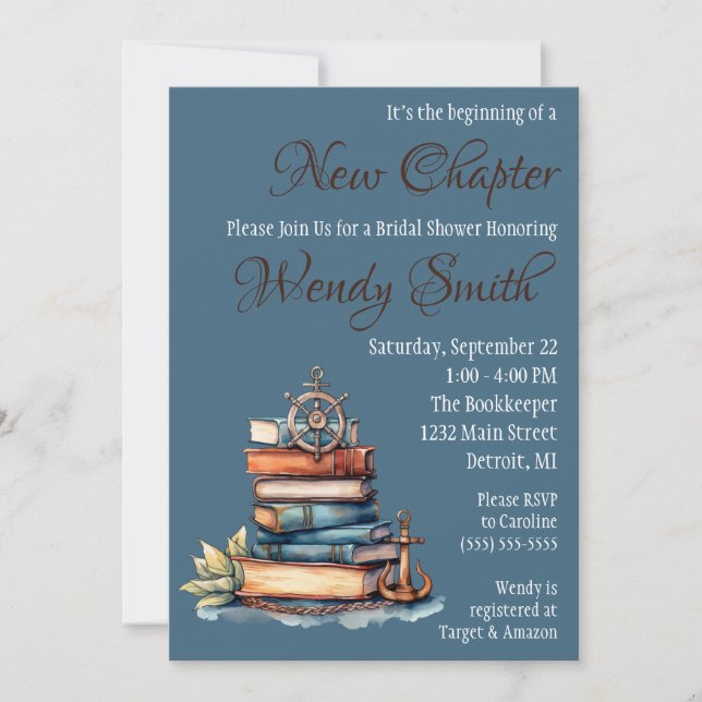 It's the Beginning of a New Chapter Bridal Shower  Invitation (Front)