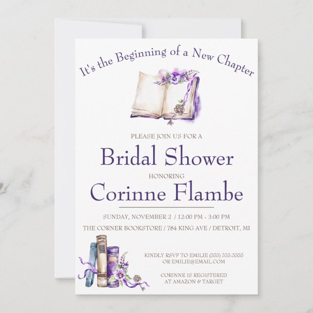 It's the Beginning of a New Chapter, Bridal Shower Invitation (Front)