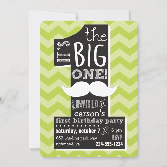 It's the BIG one! First Birthday Boy Invitation (Front)