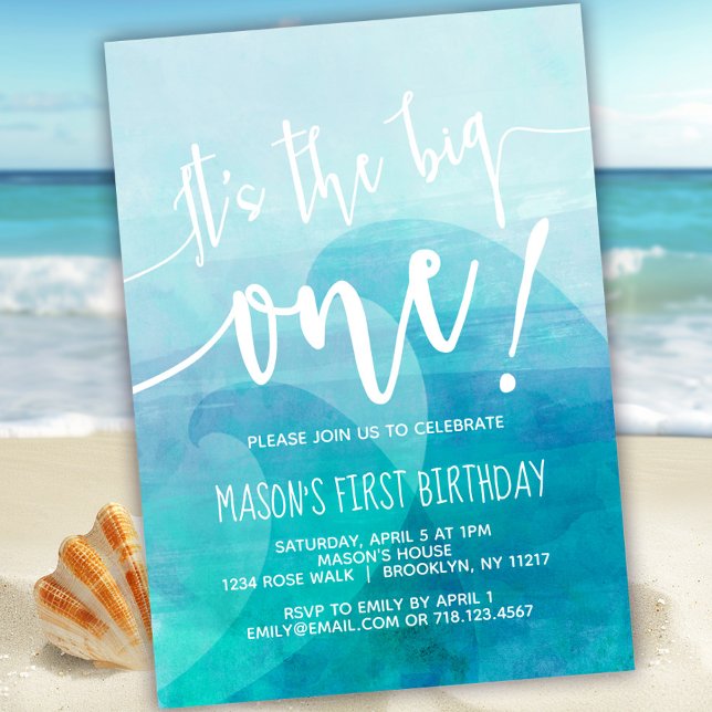 It's the Big One Wave 1st Birthday Invitation Surf (Creator Uploaded)