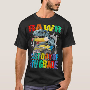 It's The Last Day Of 4th Grade Monster Truck Dinos T-Shirt