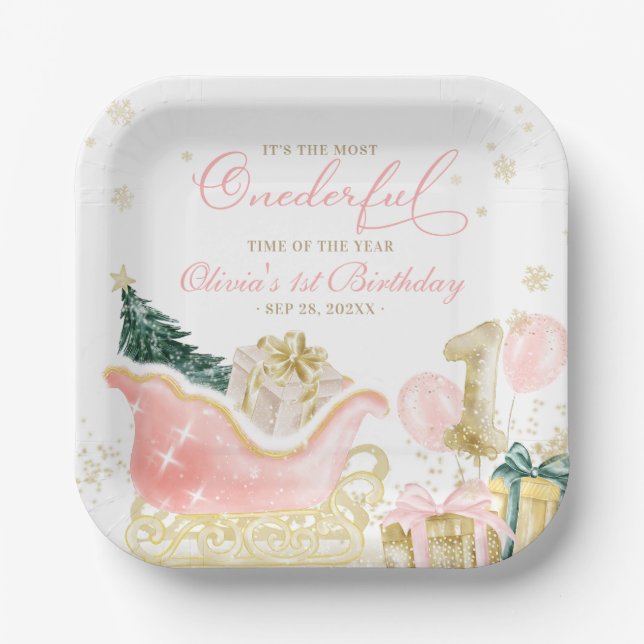 It's The Most Onederful Time of the Year Birthday Paper Plate (Front)