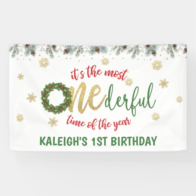 It's the Most ONEderful Time of the Year (Wreath) Banner (Horizontal)