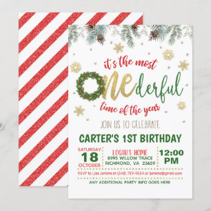 It's the Most ONEderful Time of the Year (Wreath) Invitation