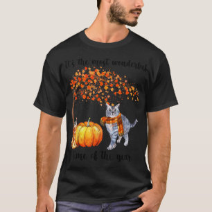 It's The Most Wonderful Autumn Time Cat Scarf Pump T-Shirt