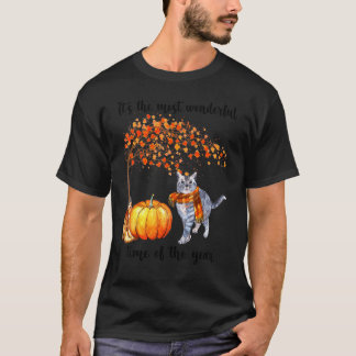 It's The Most Wonderful Autumn Time Cat Scarf Pump T-Shirt
