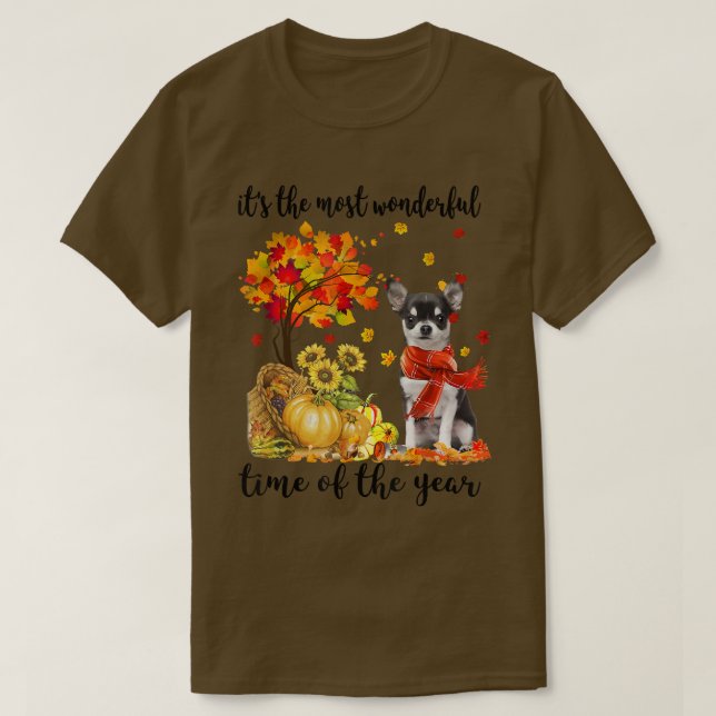 Its The Most Wonderful Autumn Time Chihuahua Pumpk T-Shirt (Design Front)