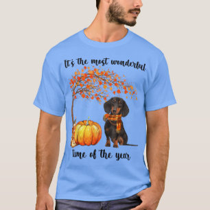 Its The Most Wonderful Autumn Time Dachshund Scarf T-Shirt