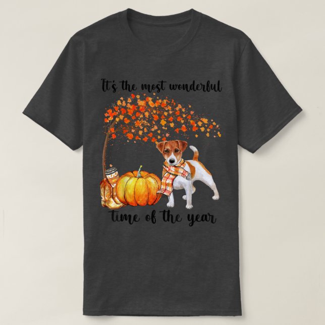 It's The Most Wonderful Autumn Time Jack Russel Pu T-Shirt (Design Front)