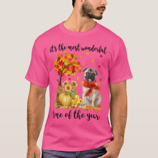 Its The Most Wonderful Autumn Time Pug Pumpkin  T-Shirt